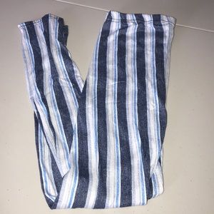 BLUE & WHITE STRIPED CHILDREN'S LEGGINGS